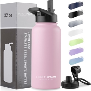 32oz Insulated Water Bottle, Vacuum Insulated Stainless Steel Sports Water Bottle with Straw Lid